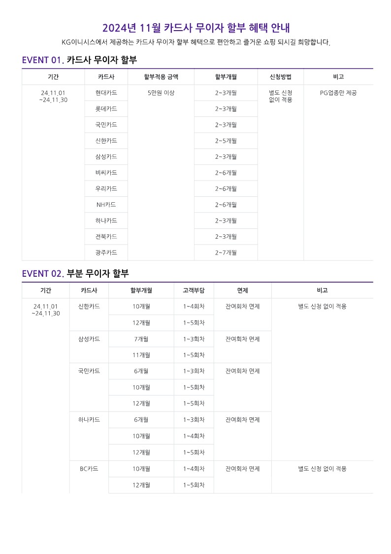 2024년 11월 카드사 무이자 할부 혜택 안내_241031_1.jpg